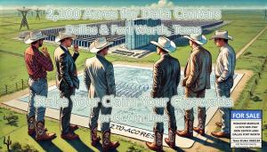 USA Data center land for sale in Dallas Texas & Fort Worth TX Concept Design of Data Center Campus: Artistic rendering of a sustainable data center campus featuring renewable energy sources, green construction methods, and flexible infrastructure designs.